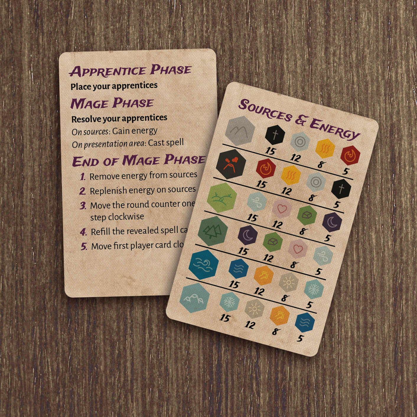 Hexed reference cards